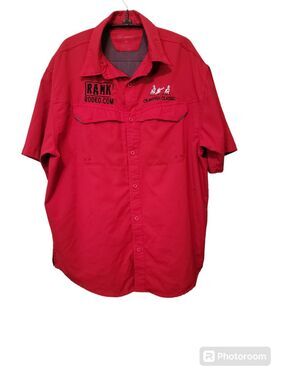 Rodeo Crawfish Classic Shirt Mens Red Short Sleeve See By Pro Celebrity Sz M